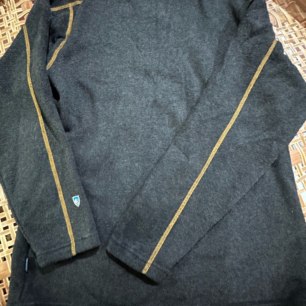 Kuhl Men's Charcoal Sweater with Brown Trim - Picture 2 of 5